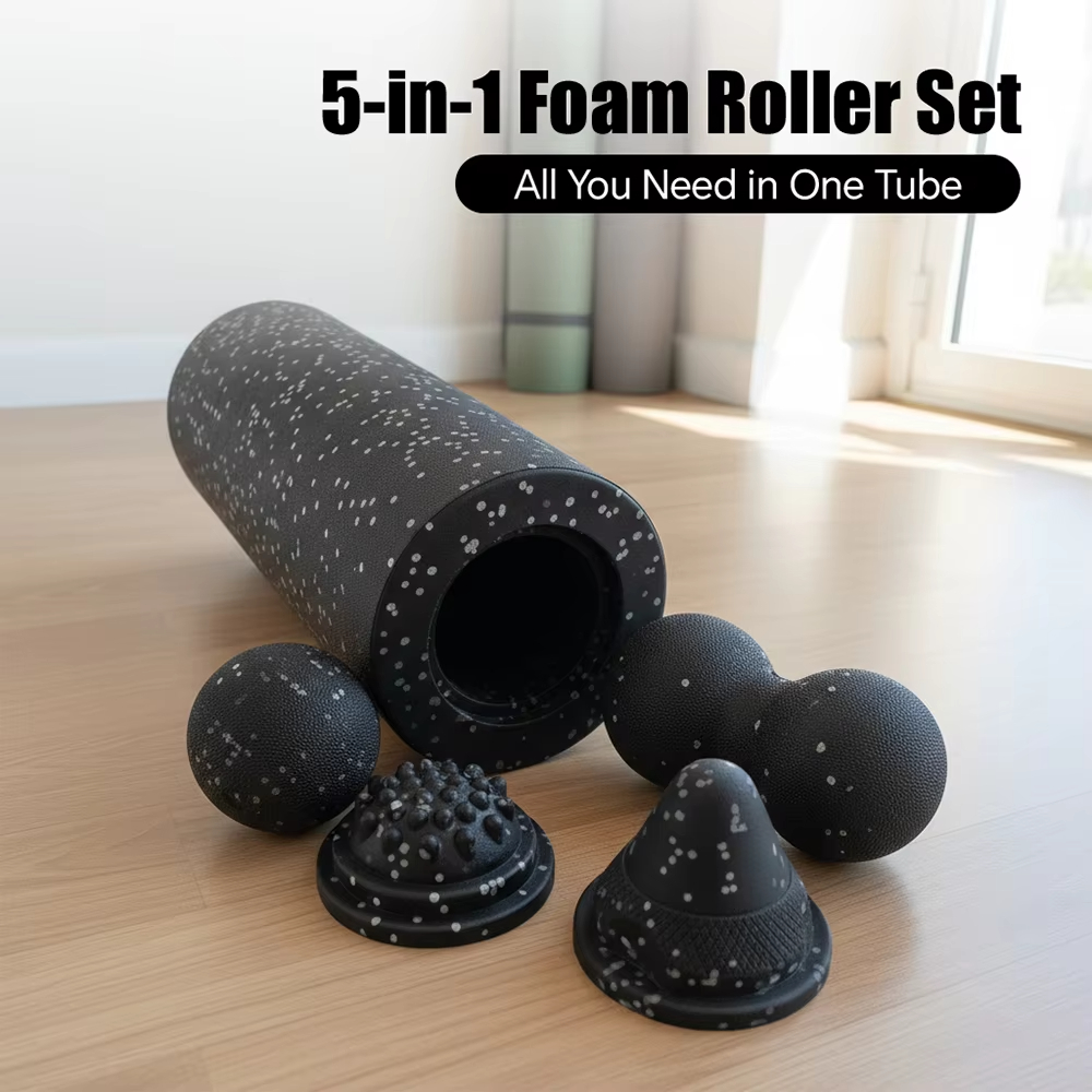 Vibrating Foam Roller - Ensemble de rouleaux de massage 5-en-1